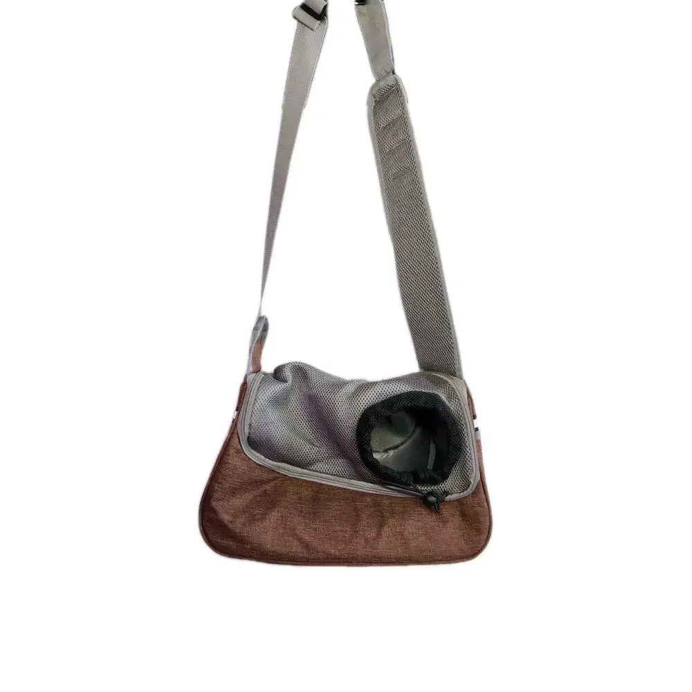 Over the shoulder dog sling/carrier for small dog And Cats . Black/Grey/ Brown